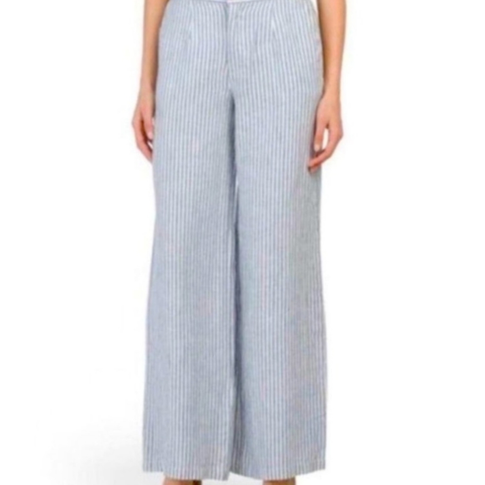 Ellie Tahari Wide Leg Pinstripe Pant in Navy/White Combo Size 0 💙🤍